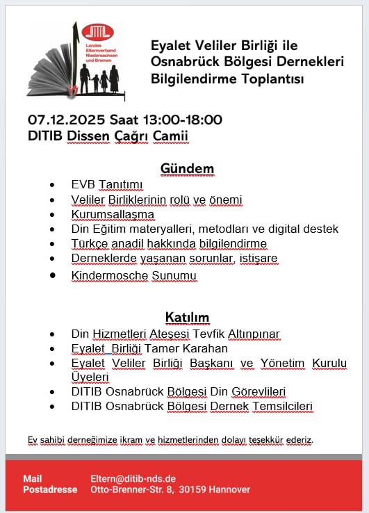 Eyalet Veliler Birligi ile Osnabrück Bölgesi Dernekleri Bilgilendirme Toplantisi